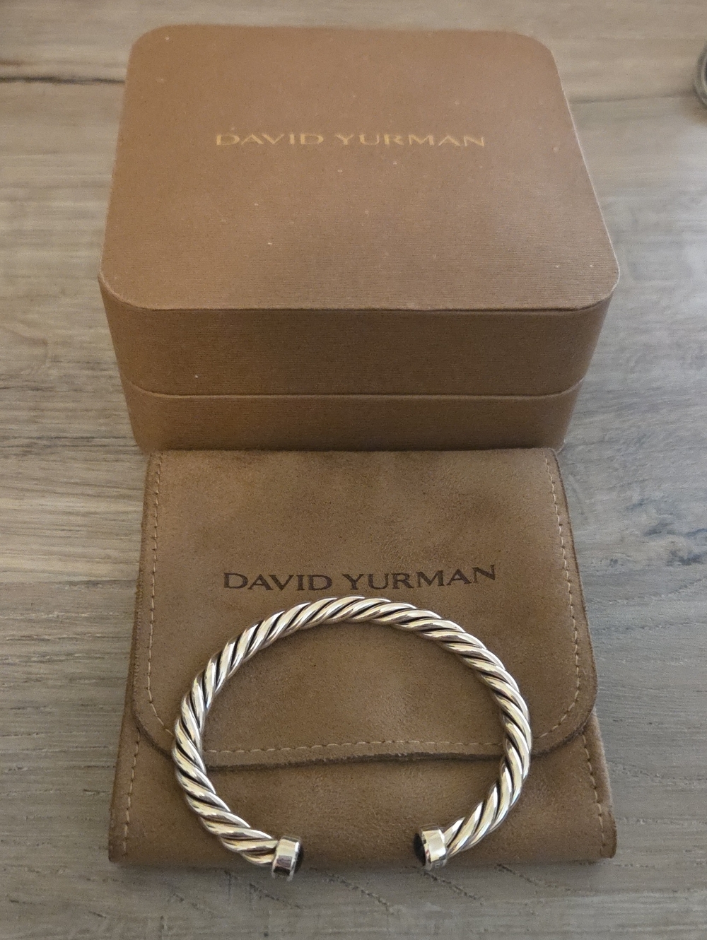 David Yurman Silver Twisted Cable Open Cuff Bracelet